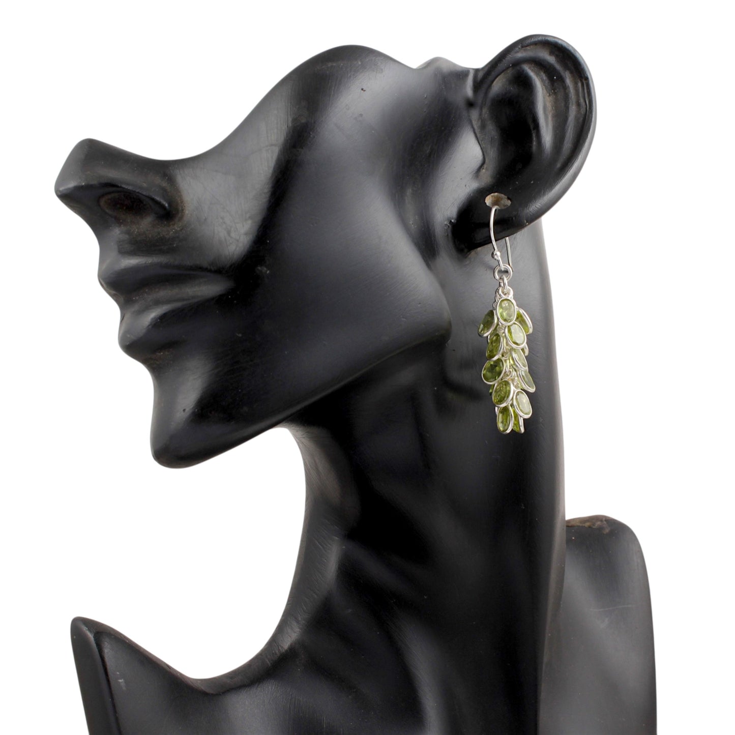 Artistic Bunch Peridot Earrings 925 Sterling Silver Handmade Bezel Set Modern Silver Earrings Gemstone Jewelry