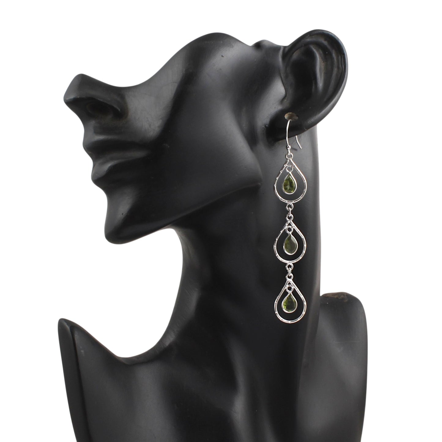 Trio Dangle Peridot Earrings Handmade 925 Sterling Silver Natural Faceted Gemstone Earrings