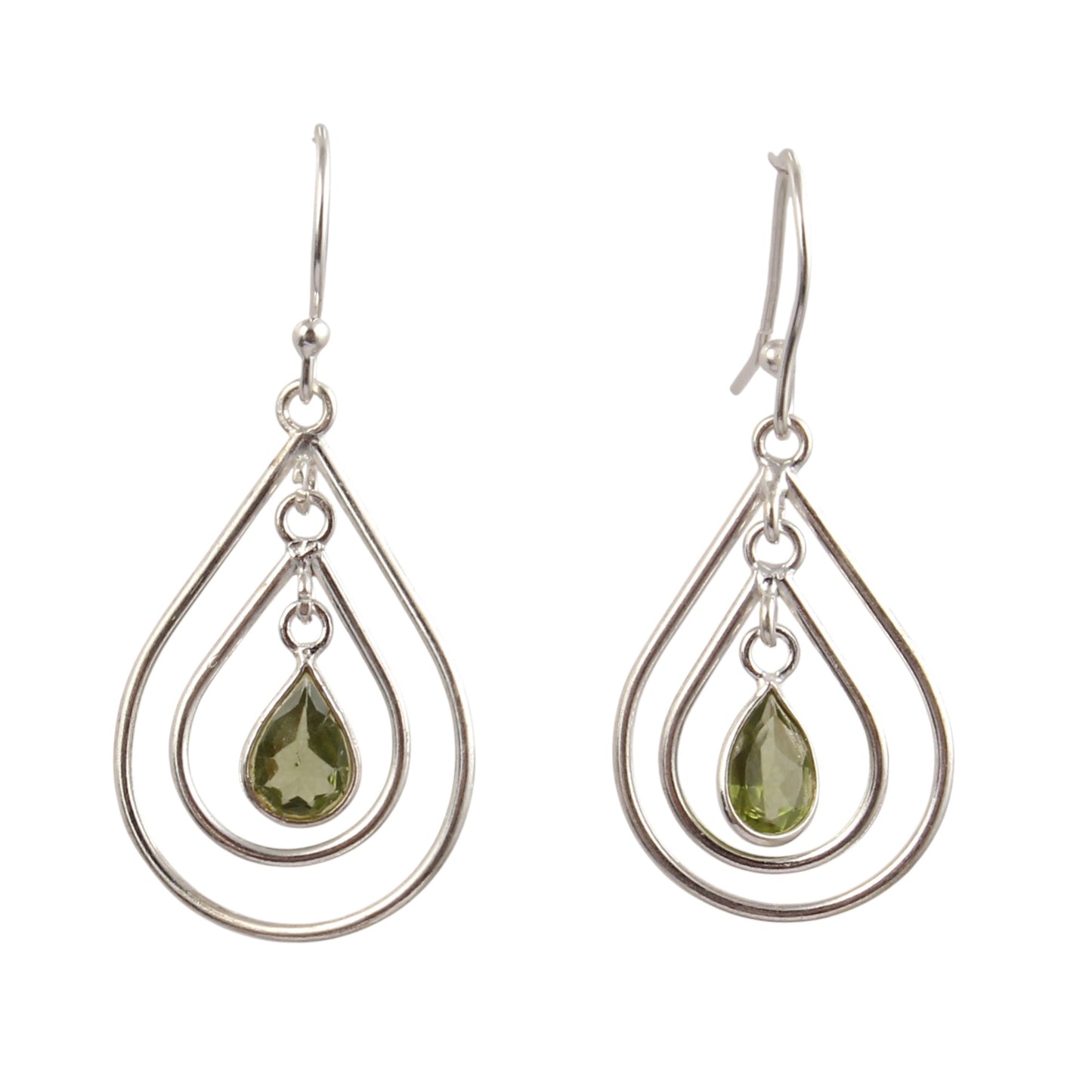 Multi Wire Design Peridot Earrings with 925 Sterling Silver Handmade Designer Dangle Earrings Statement Jewelry