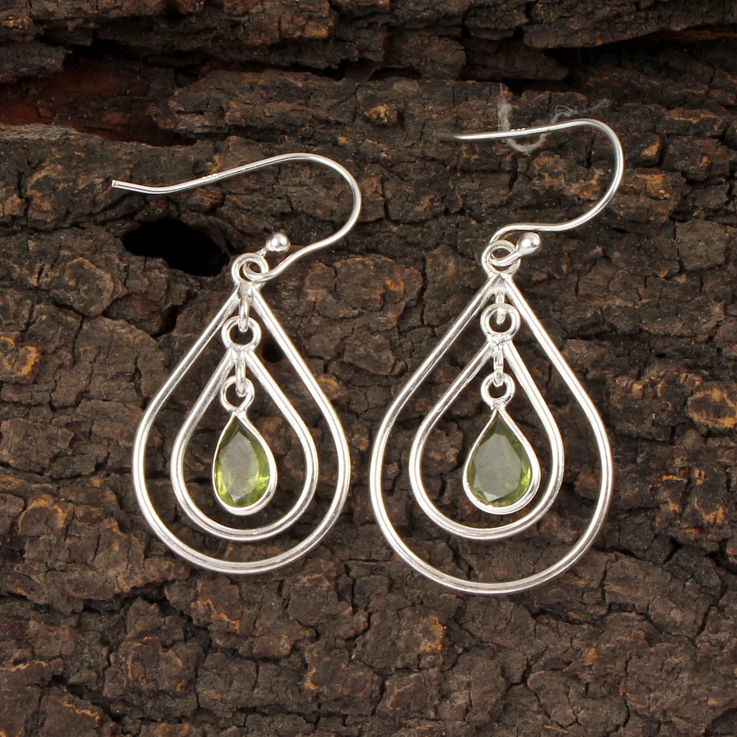 Multi Wire Design Peridot Earrings with 925 Sterling Silver Handmade Designer Dangle Earrings Statement Jewelry