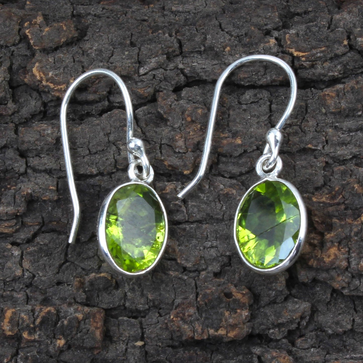 Peridot Earrings 925 Sterling Silver Handmade Natural Gemstone Bezel Set August Birthstone Earrings