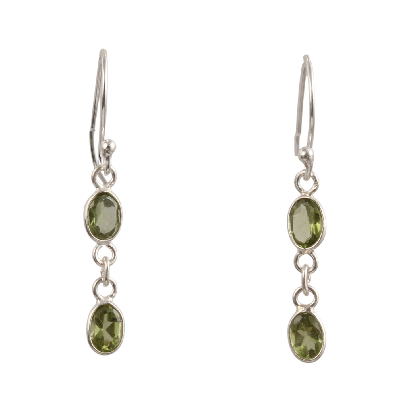 Green Peridot Earrings 925 Sterling Silver Handmade Faceted Gemstone Lightweight Dangle Earrings