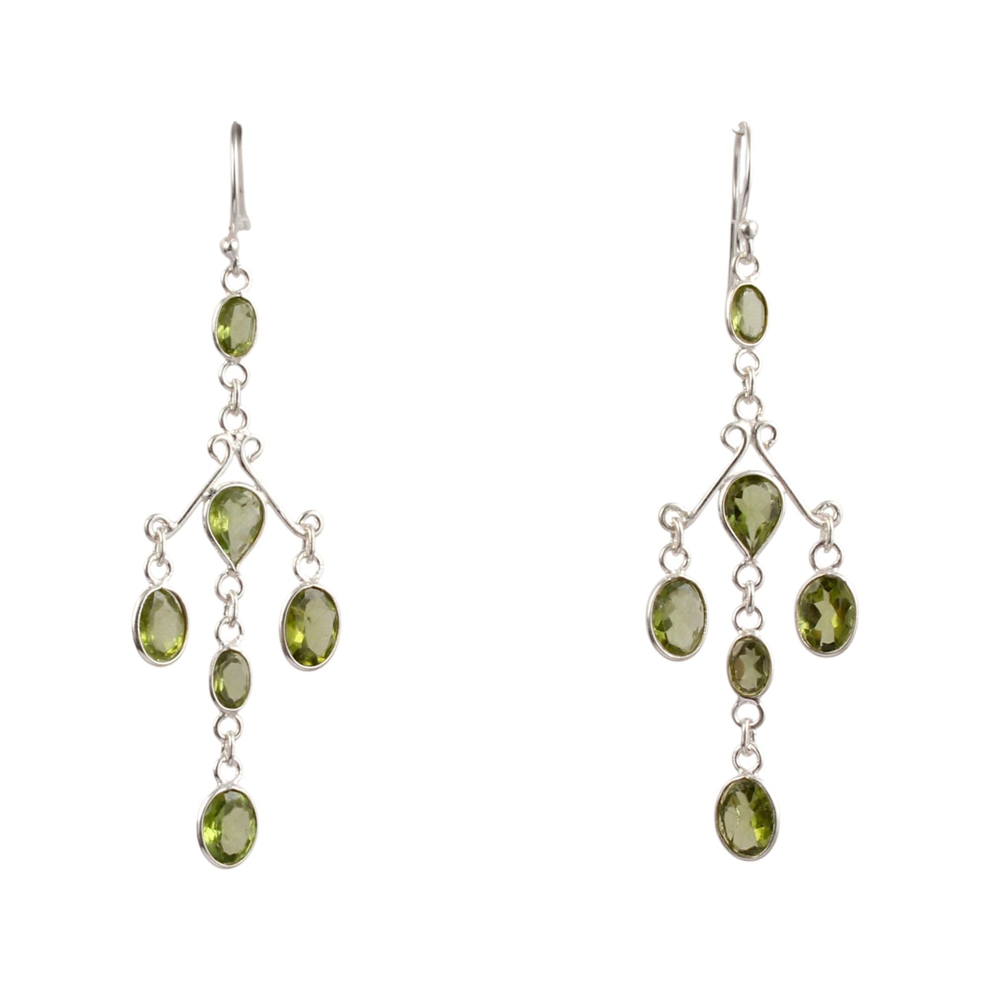 Long Danglers Peridot Earrings Handmade 925 Sterling Silver Jewelry August Birthstone Earrings
