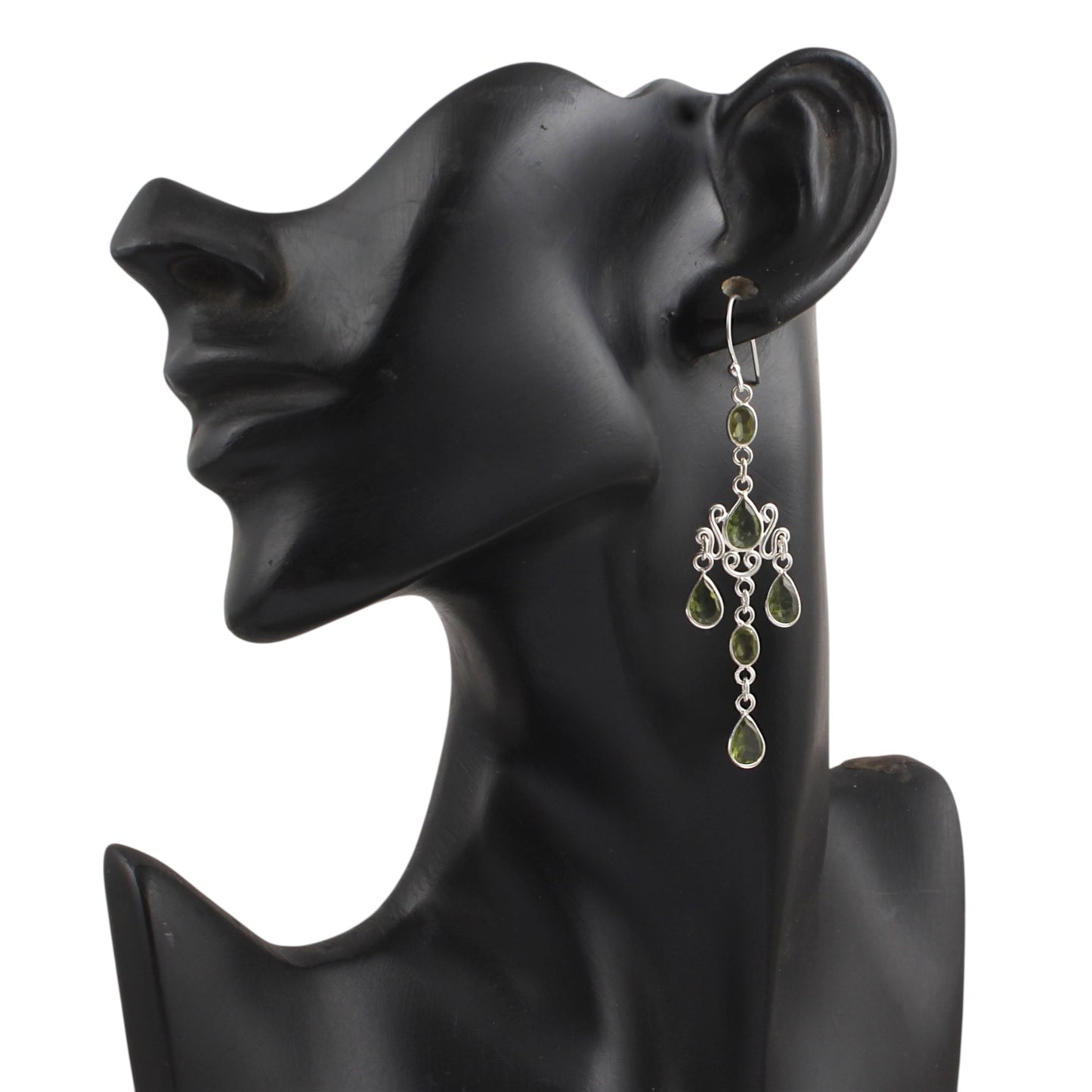 Long Green Peridot Earrings 925 Sterling Silver Handmade Faceted Natural Gemstone Earrings