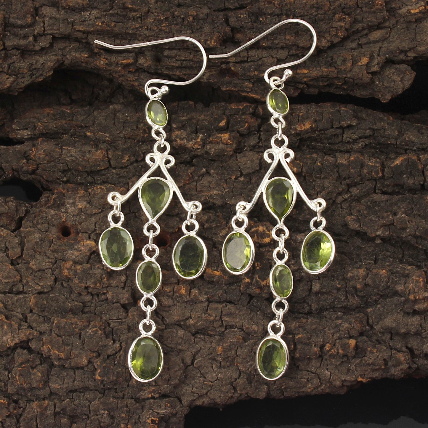 Natural Peridot Earrings 925 Sterling Silver Handmade Bezel Set August Birthstone Earrings