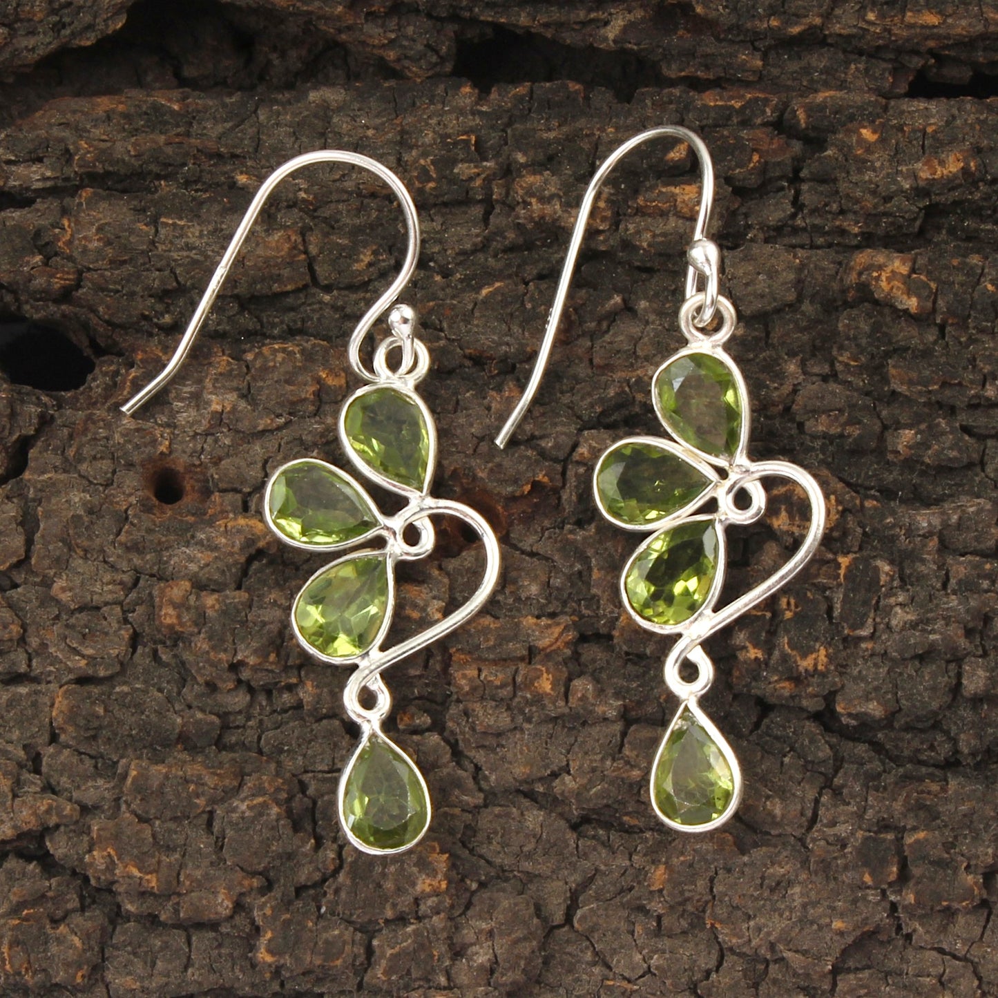 Designer Pear Shape Peridot Earrings 925 Sterling Silver Handmade Faceted Gemstone Lightweight Dangle Earrings