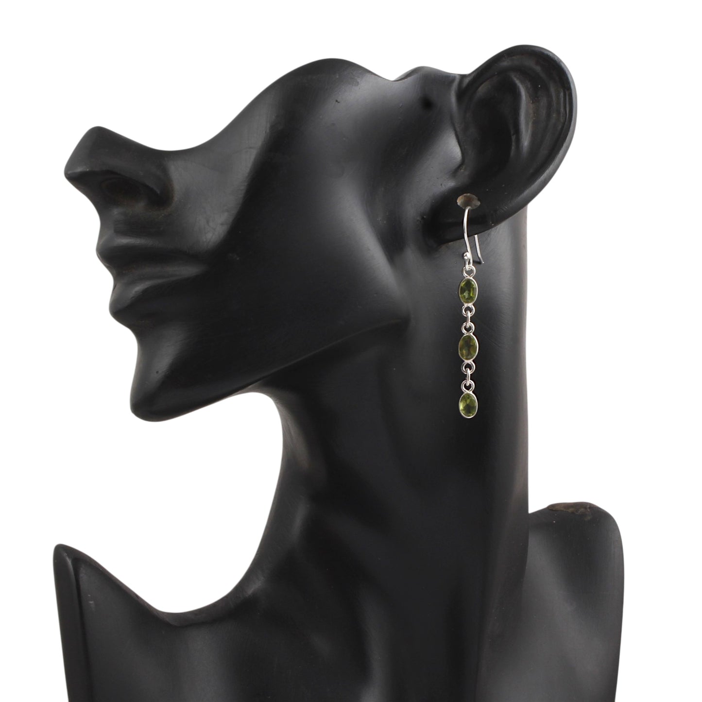 Oval Peridot Earrings 925 Sterling Silver Handmade Faceted Gemstone Lightweight Dangle Earrings