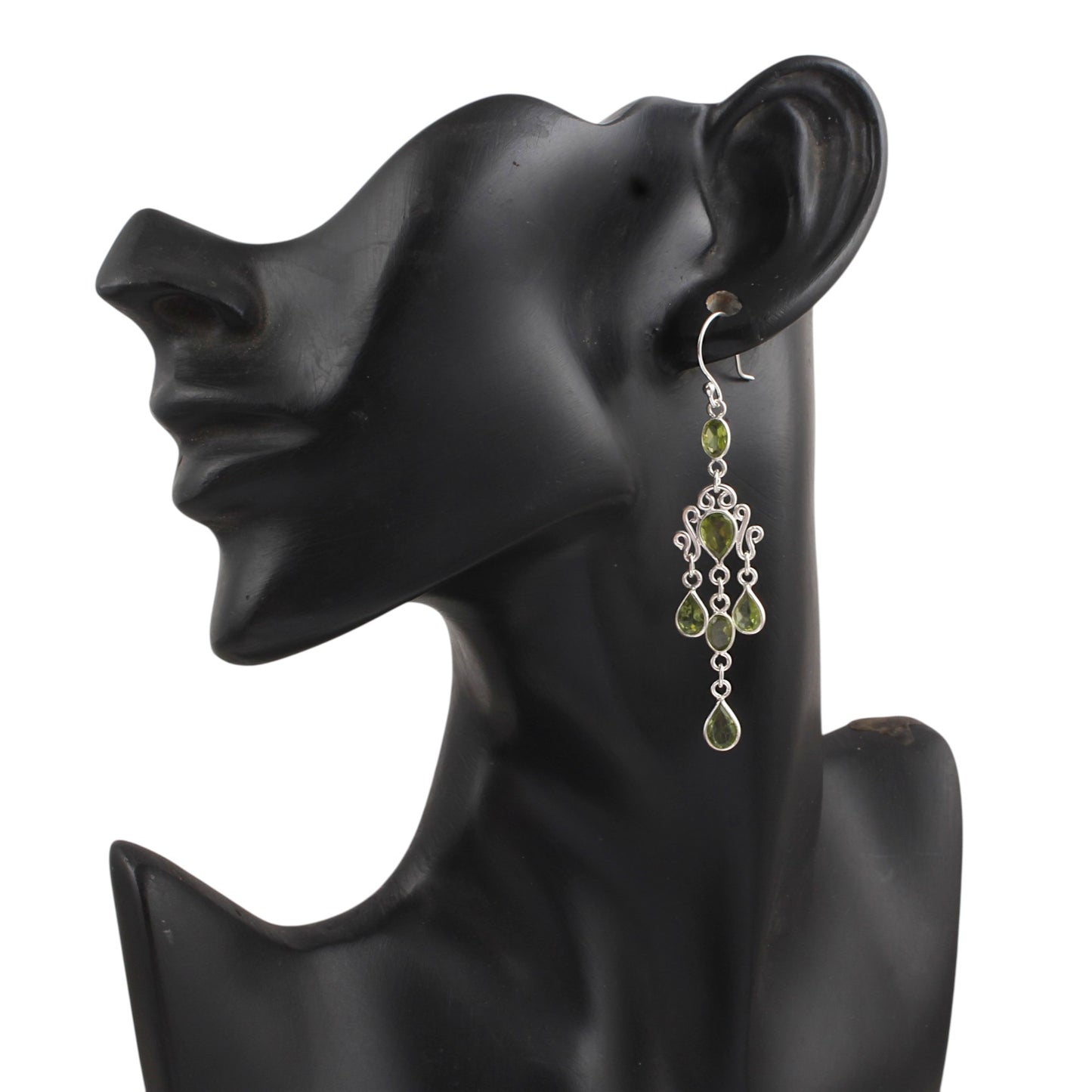 Long Dangle Natural Peridot Earrings 925 Sterling Silver Handmade Faceted Green Gemstone Earrings Statement Jewelry