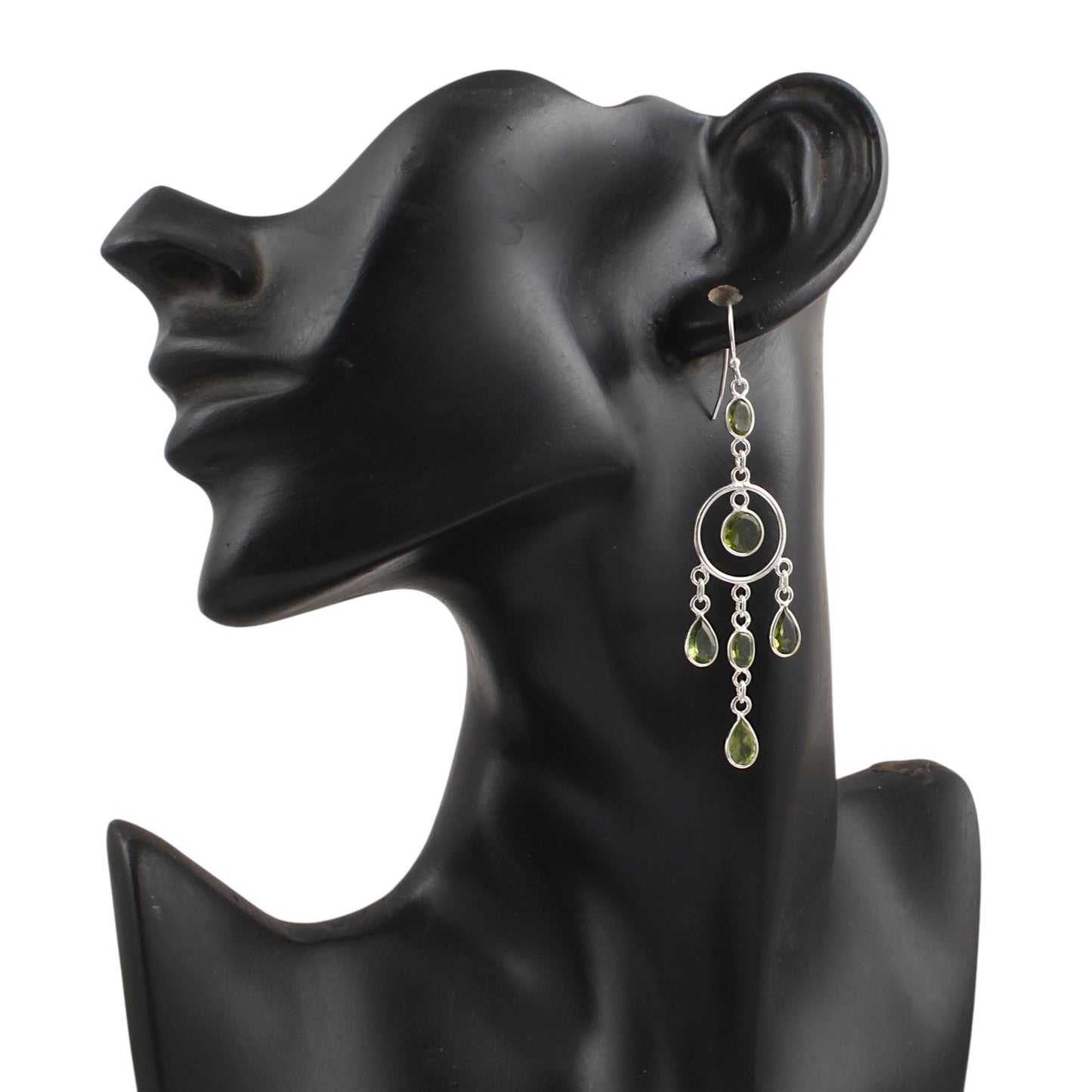 Long Dangle Natural Peridot Earrings 925 Sterling Silver Handmade Faceted Green Gemstone Earrings Jewelry