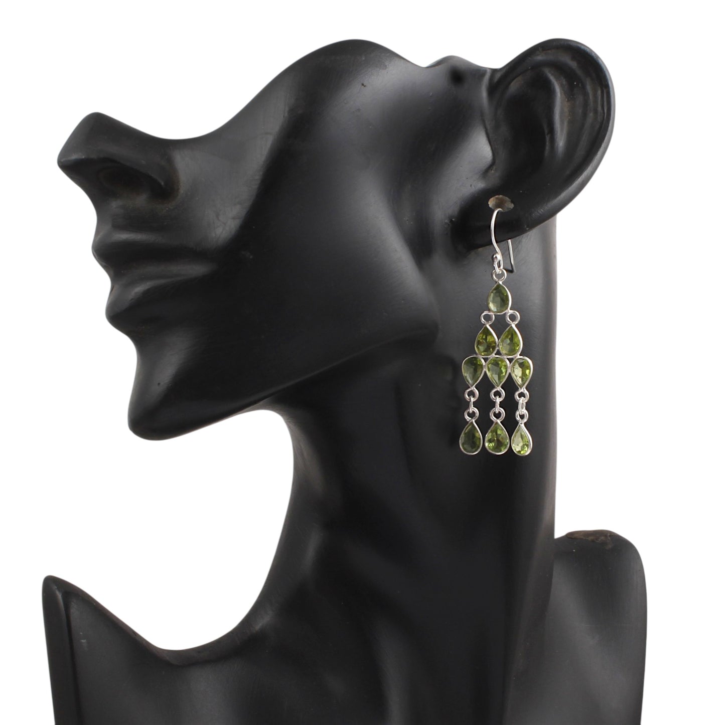 Ethnic Wear Chandelier Peridot Earrings Handmade 925 Sterling Silver Dangle Natural Faceted Gemstone Earrings For Women