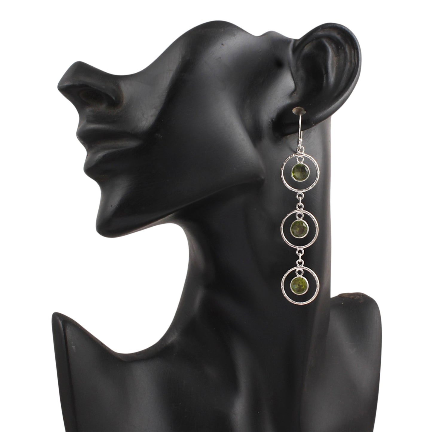 Trio Dangle Peridot Earrings Handmade 925 Sterling Silver Natural Faceted Gemstone Earrings For Women