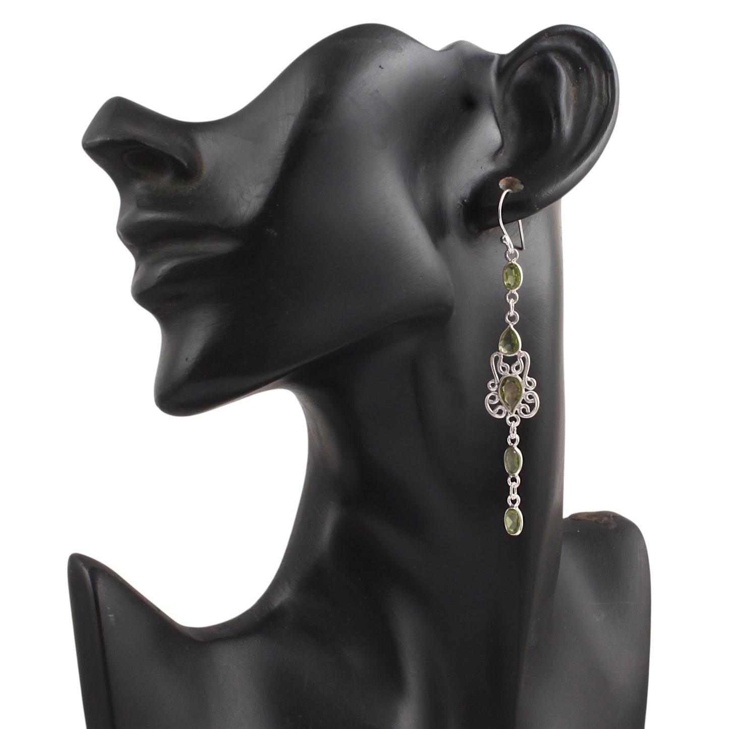 Long Dangle Peridot Earrings 925 Sterling Silver Handmade Faceted Natural Gemstone Earrings