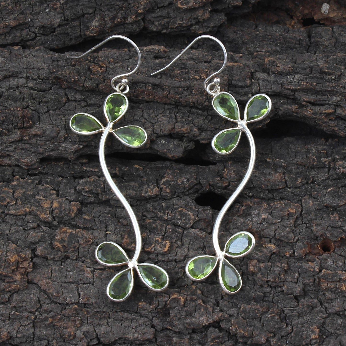 Designer Pear Shape Peridot Earrings 925 Sterling Silver Handmade Faceted Gemstone Dangle Earrings