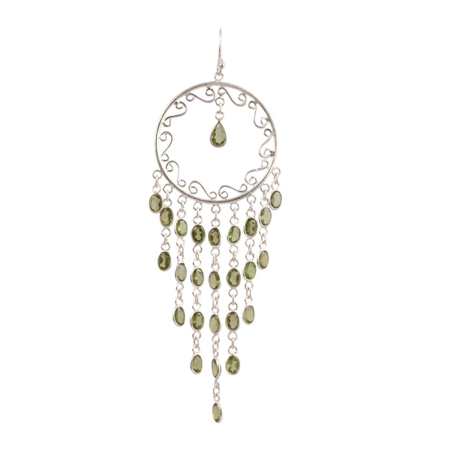 Ethnic Wear Chandeliers Long Peridot Earrings Handmade 925 Sterling Silver Natural Gemstone Earrings