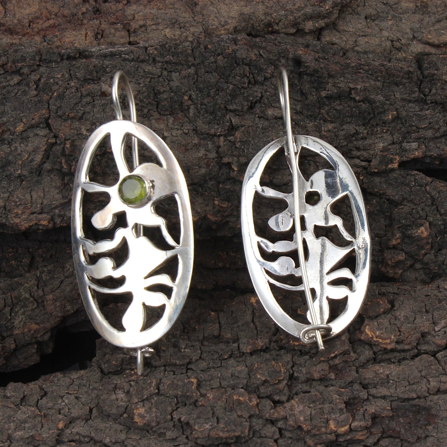 Peridot Earrings 925 Sterling Silver Handmade Natural Cut Gemstone Dangle Earrings
