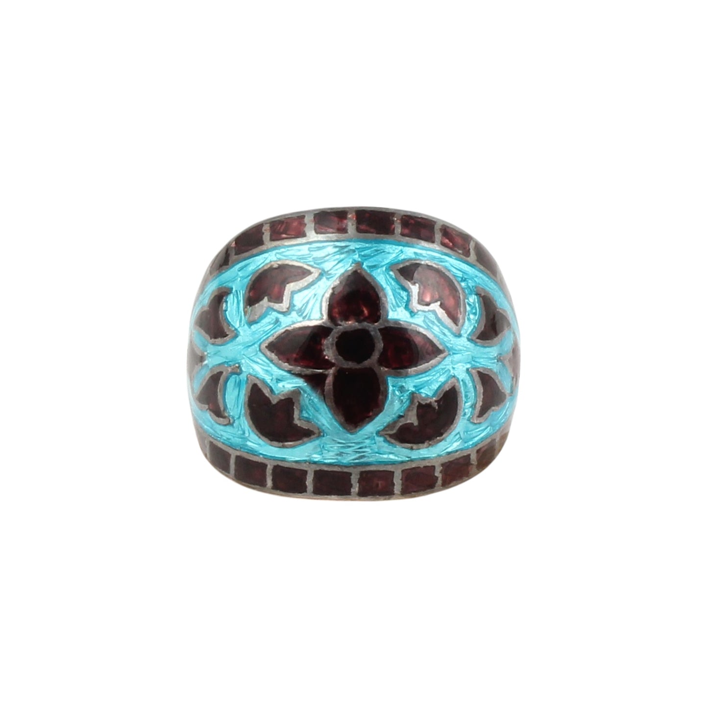 Designer Floral Enamel Ring Handmade 925 Solid Sterling Silver Enamel Ring Size 9 USA