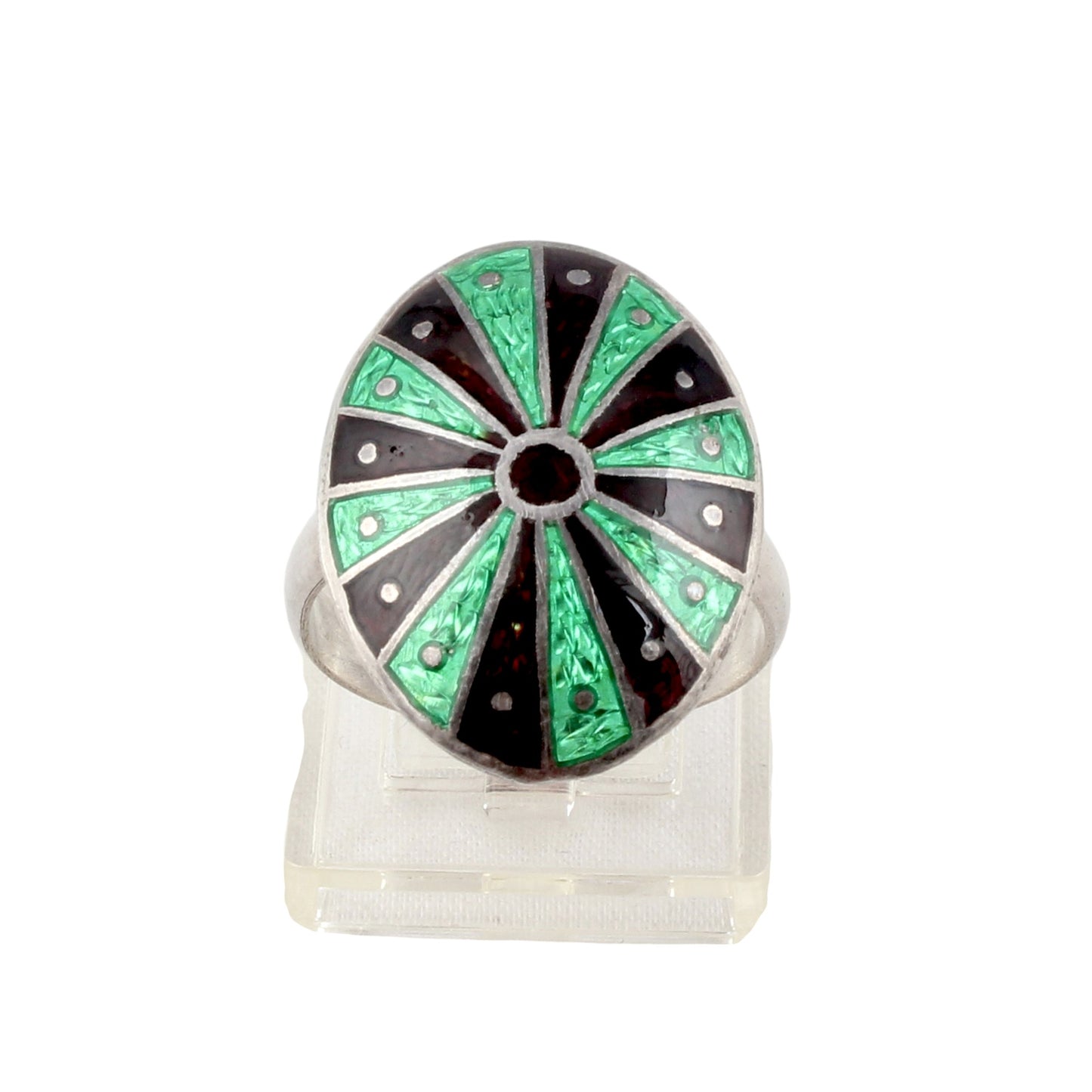 Unique Artisan Bi-Color Enamel Handcrafted Ring 925 Sterling Silver Meenakari Art Ring Size 9 USA