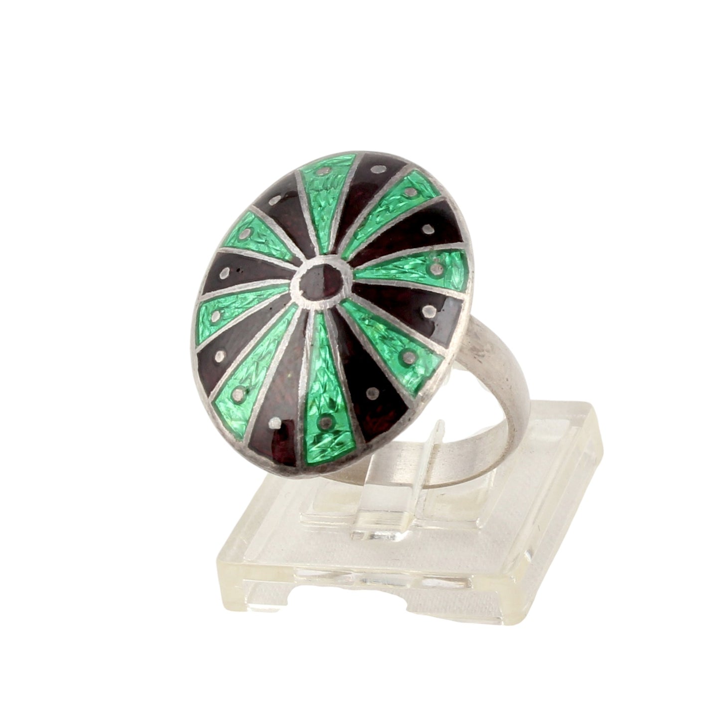 Unique Artisan Bi-Color Enamel Handcrafted Ring 925 Sterling Silver Meenakari Art Ring Size 9 USA
