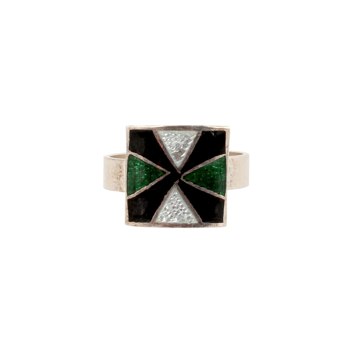 Designer Square Shape Enamel Rings Handmade 925 Solid Sterling Silver Enamel Ring Size 7.5 USA
