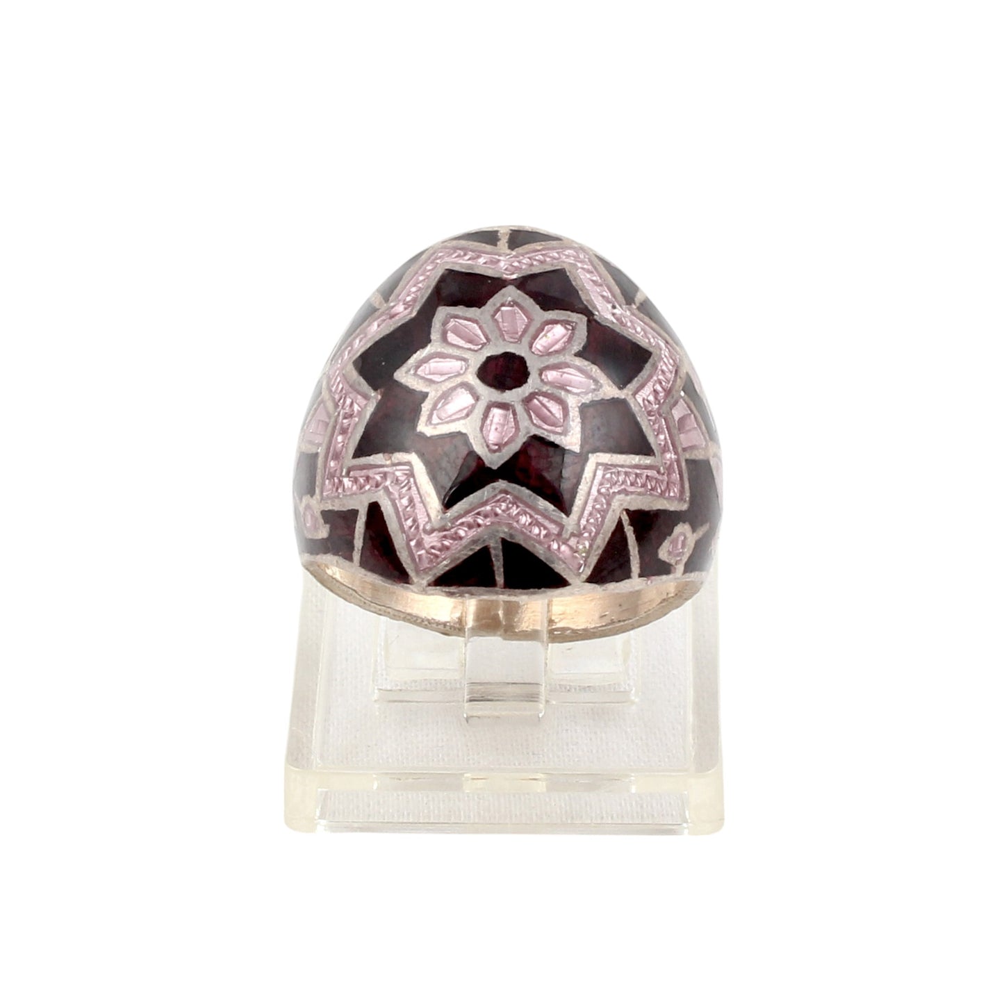 Floral Enamel Ring Handmade 925 Solid Sterling Silver Designer Ring Size 7.5 USA