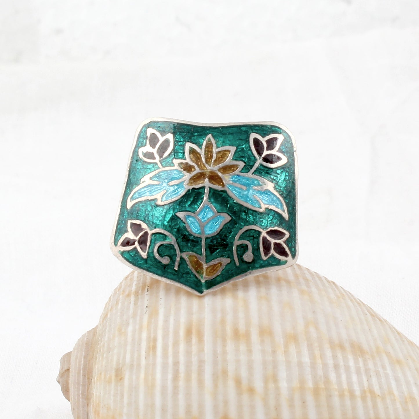 Nature Love Enamel Ring Handmade Adjustable 925 Solid Sterling Silver Designer Adjustable Ring