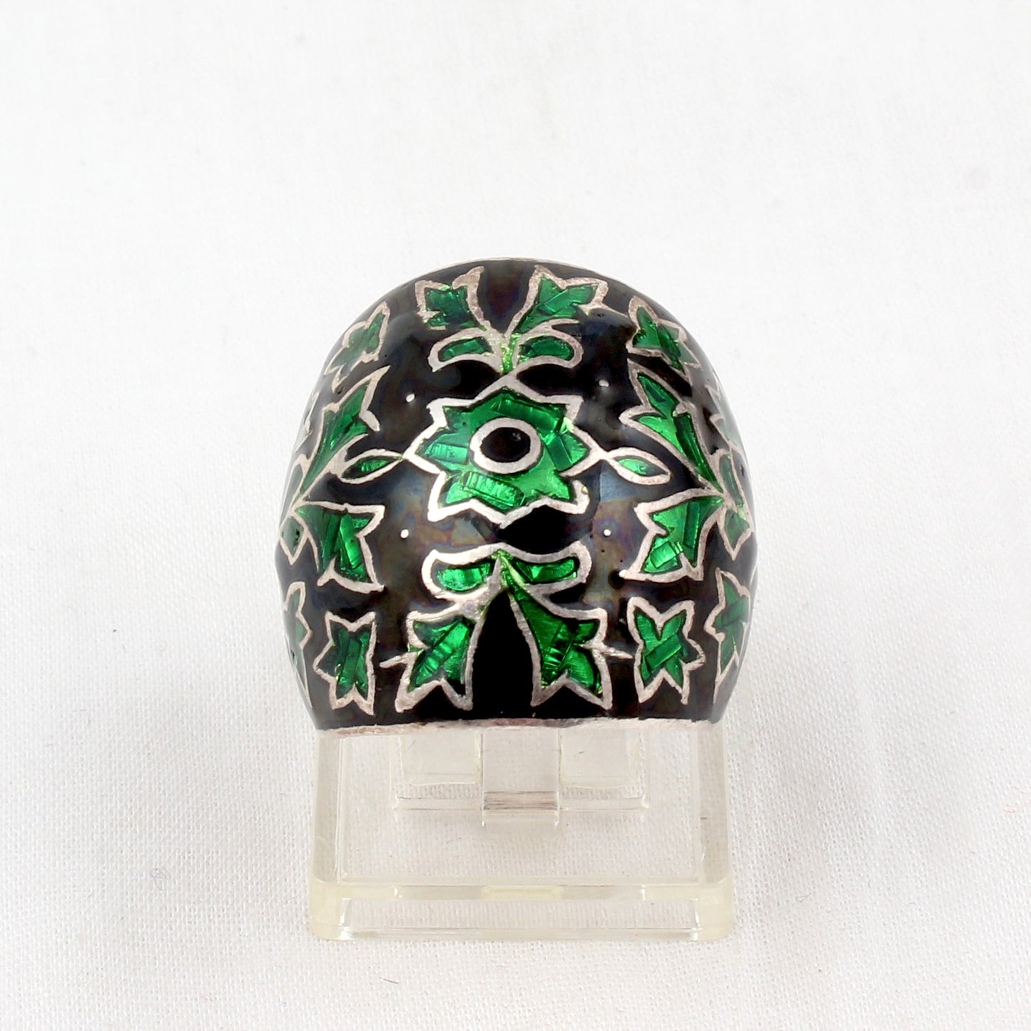 Floral Enamel Ring Handmade 925 Solid Sterling Silver Designer Ring Size 8.5 USA