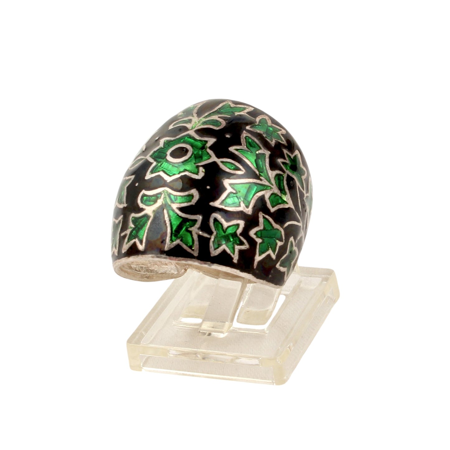 Floral Enamel Ring Handmade 925 Solid Sterling Silver Designer Ring Size 8.5 USA