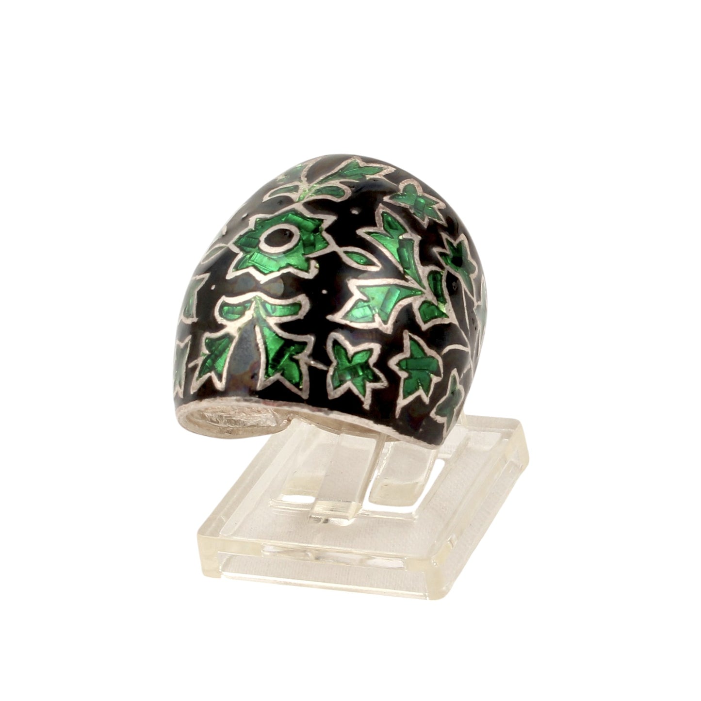 Floral Enamel Ring Handmade 925 Solid Sterling Silver Designer Ring Size 8.5 USA