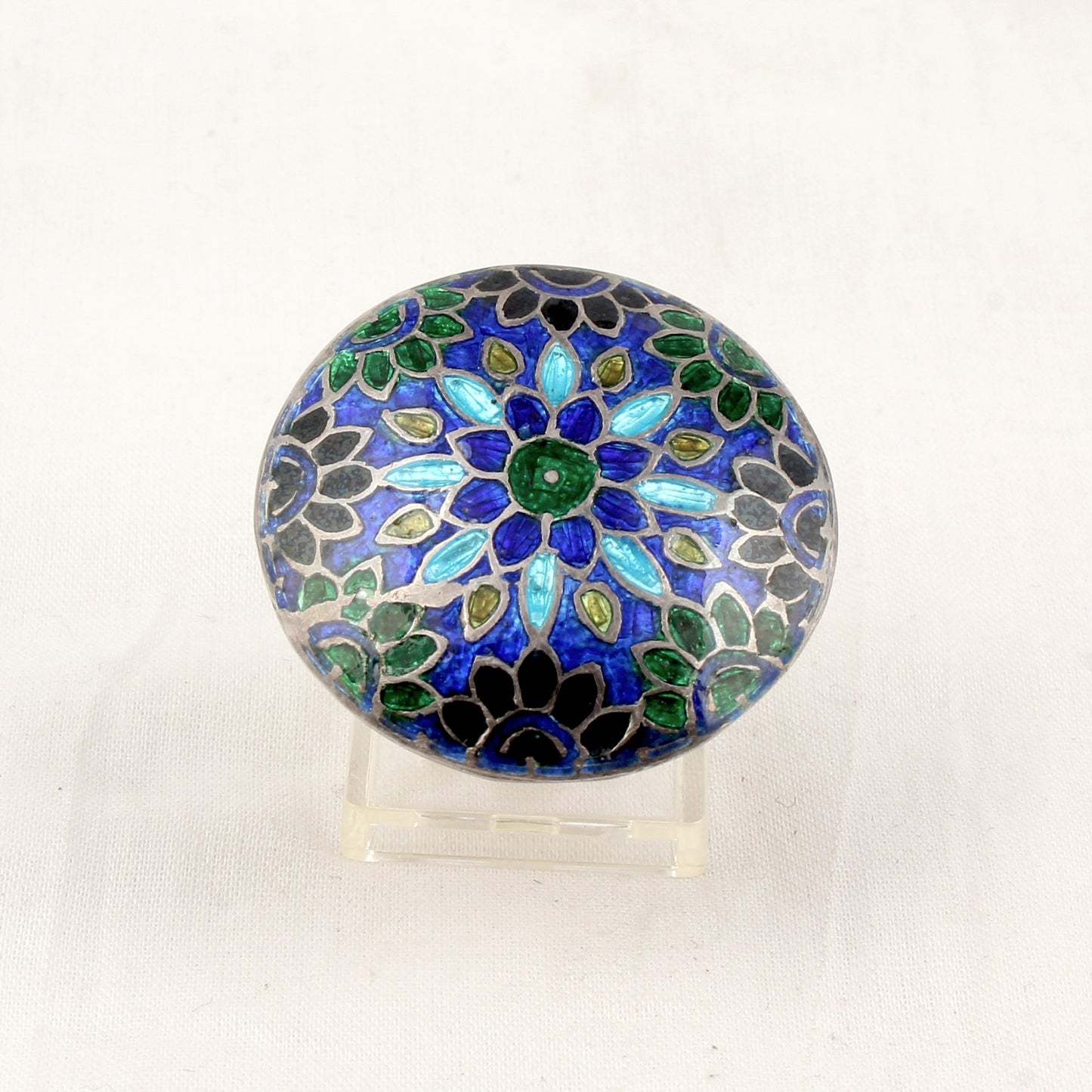 Floral Enamel Ring Handmade 925 Solid Sterling Silver Designer Ring Size 8.75 USA