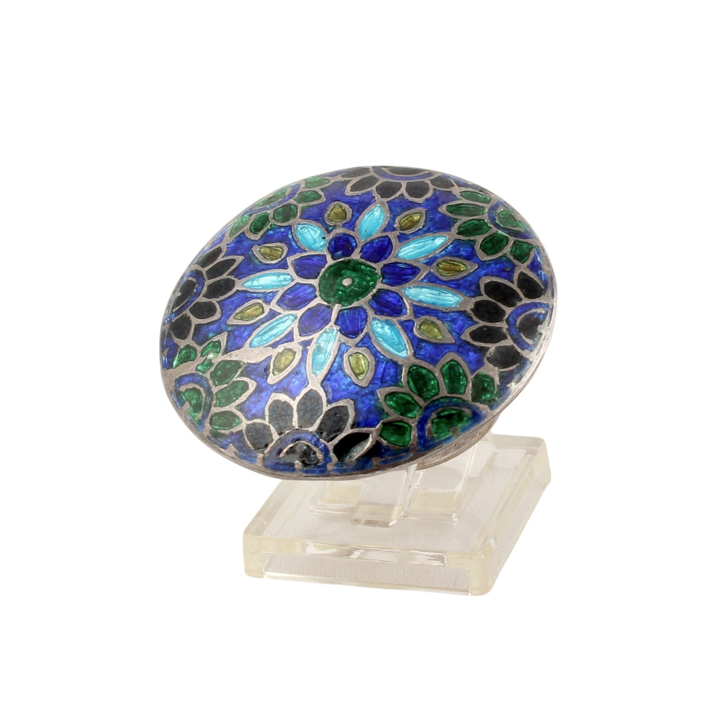 Floral Enamel Ring Handmade 925 Solid Sterling Silver Designer Ring Size 8.75 USA