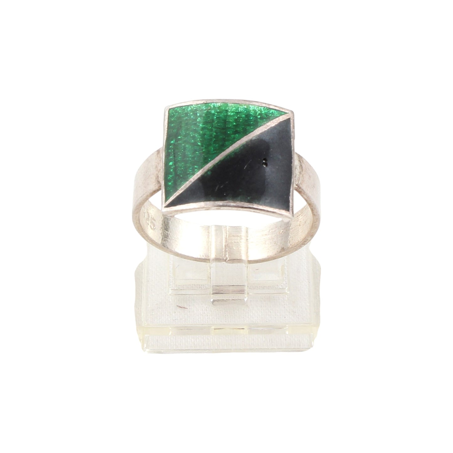 925 Sterling Silver Enamel Ring Wedding Gift Handmade Square Shape Designer Ring Size 7.5 USA