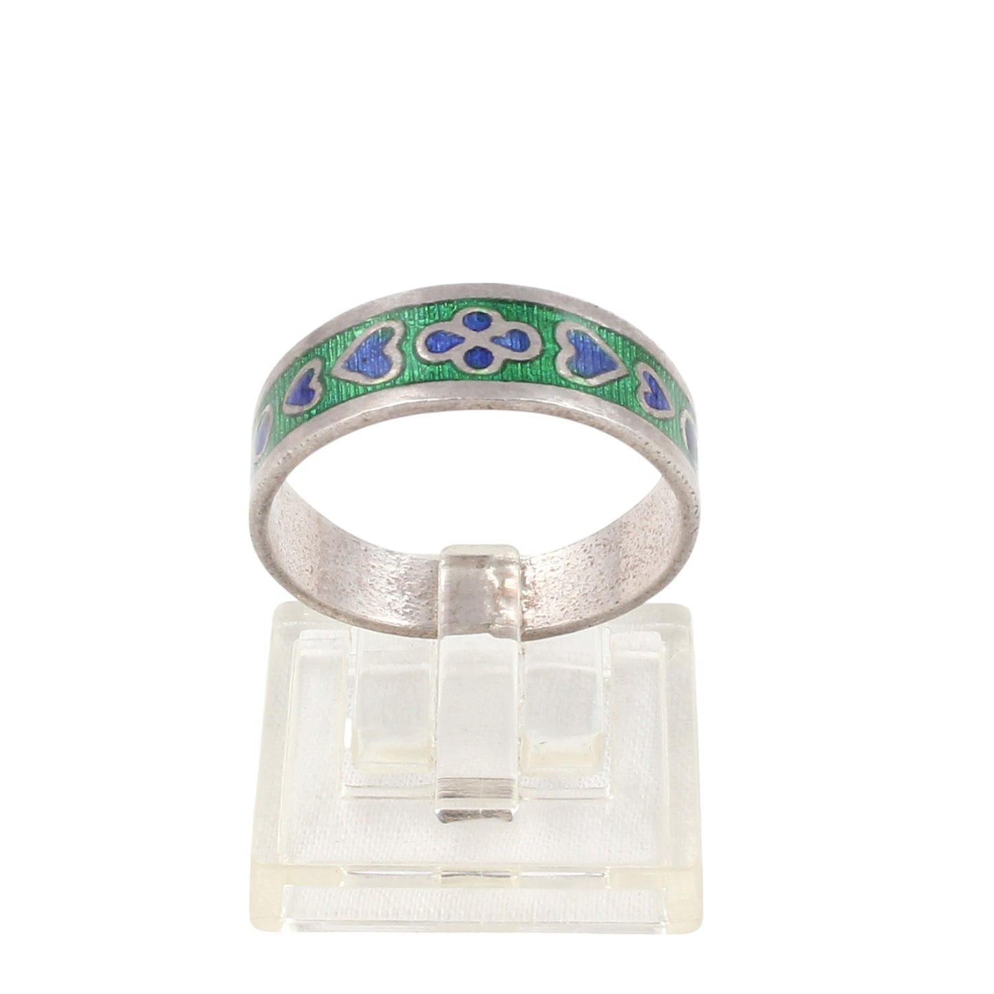Enamel Band Ring Handmade 925 Solid Sterling Silver Designer Ring Size 9 USA