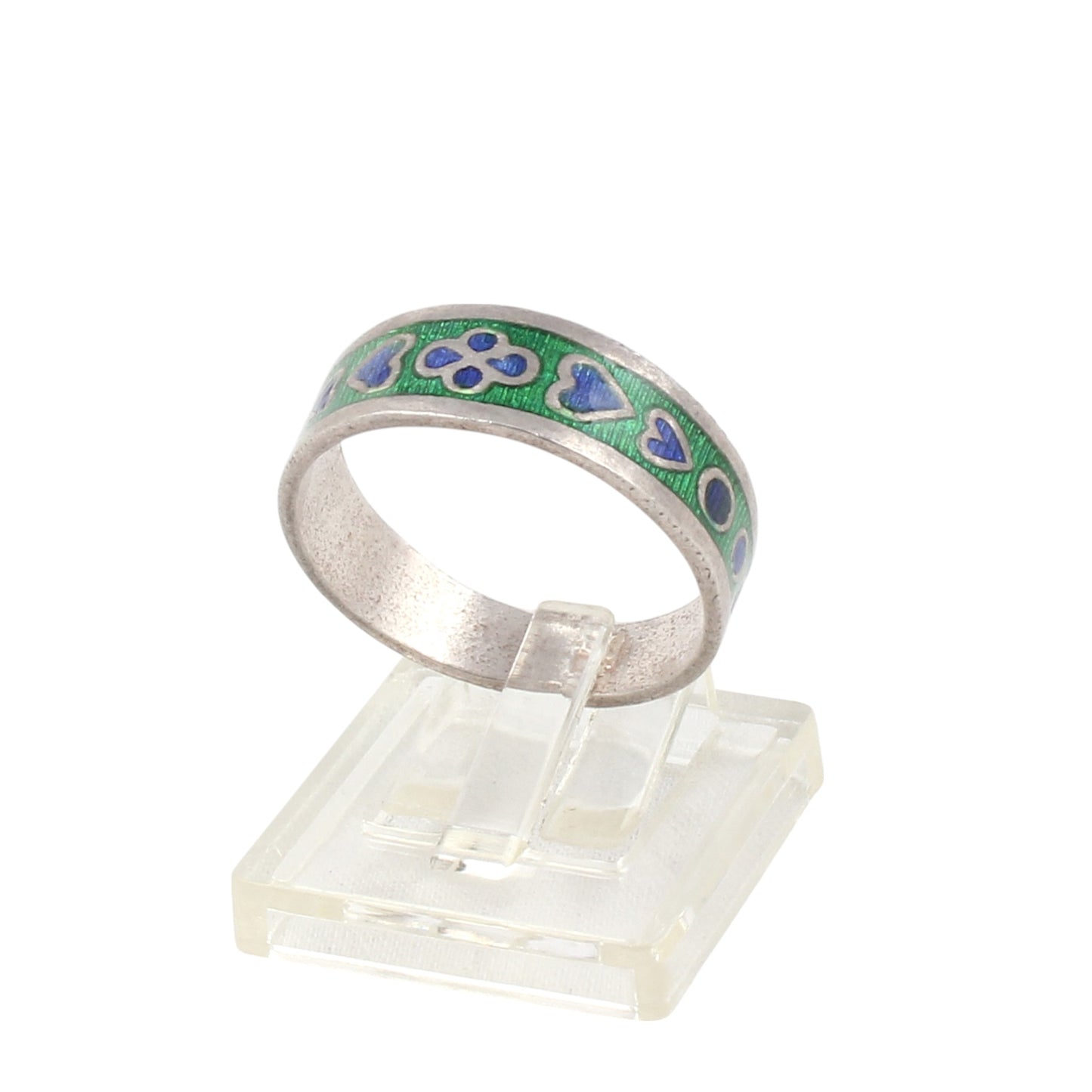 Enamel Band Ring Handmade 925 Solid Sterling Silver Designer Ring Size 9 USA