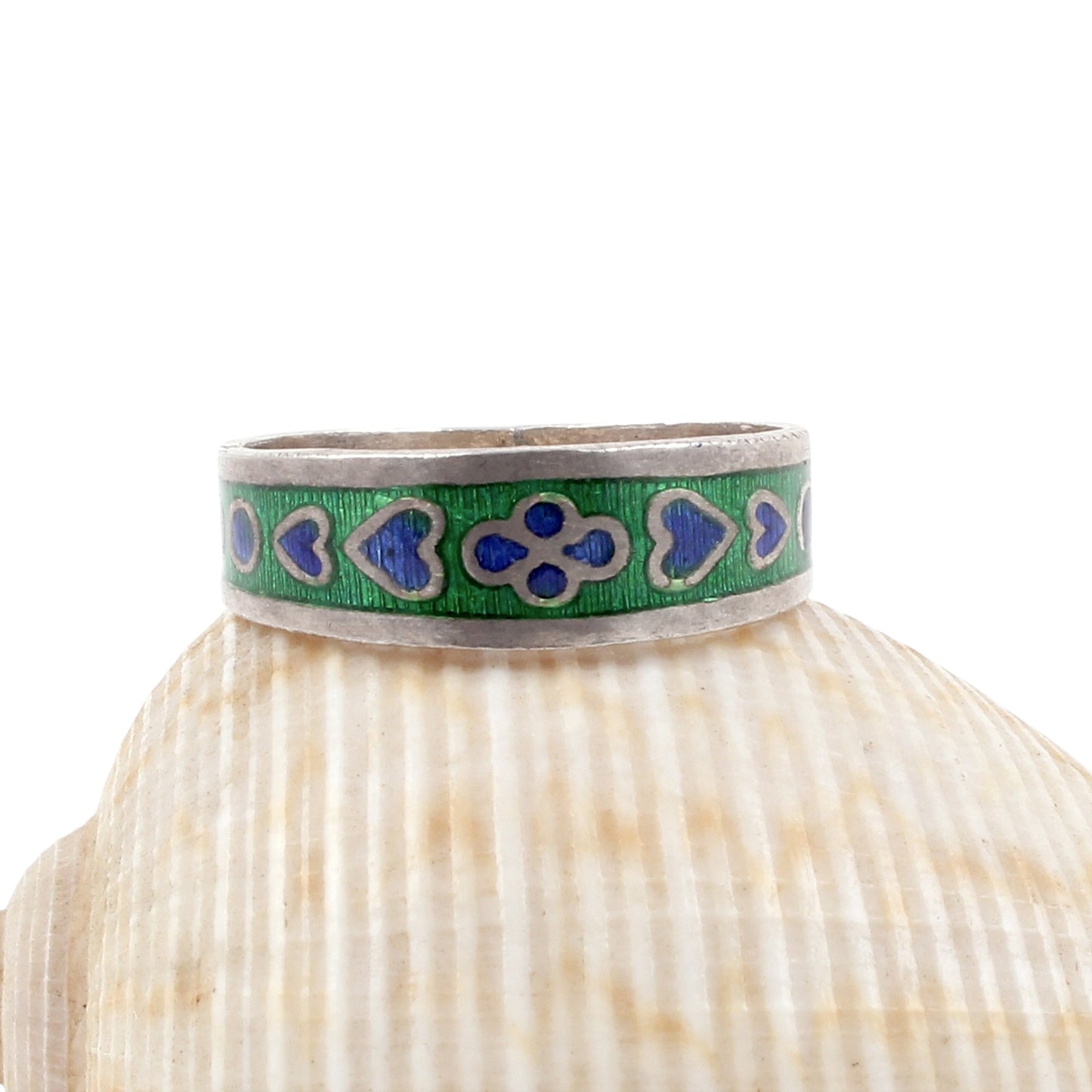 Enamel Band Ring Handmade 925 Solid Sterling Silver Designer Ring Size 9 USA
