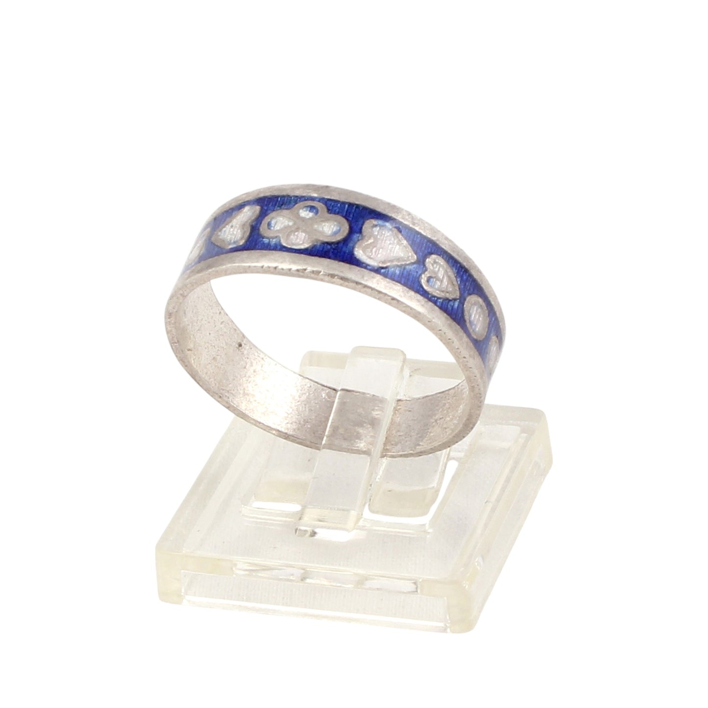 Enamel Band Ring Handmade 925 Solid Sterling Silver Designer Ring Size 9.5 USA