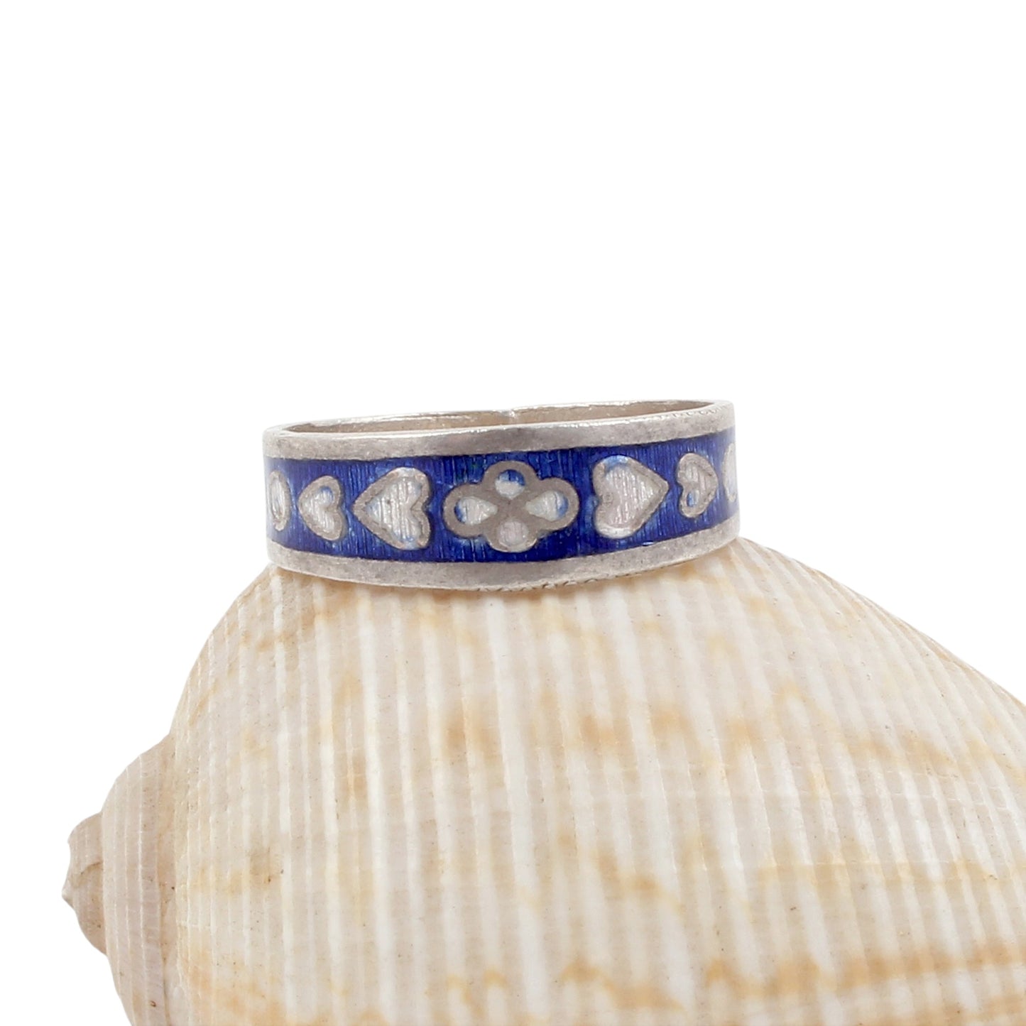 Enamel Band Ring Handmade 925 Solid Sterling Silver Designer Ring Size 9.5 USA