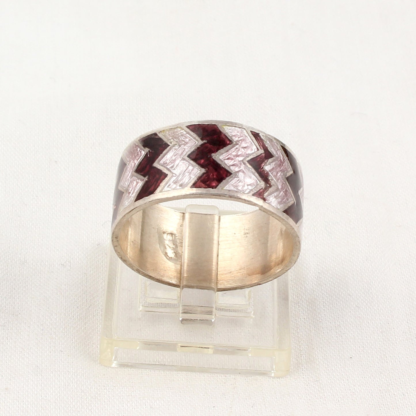 Designer ZigZag Enamel Ring Handmade 925 Solid Sterling Silver Band Ring Size 9 USA
