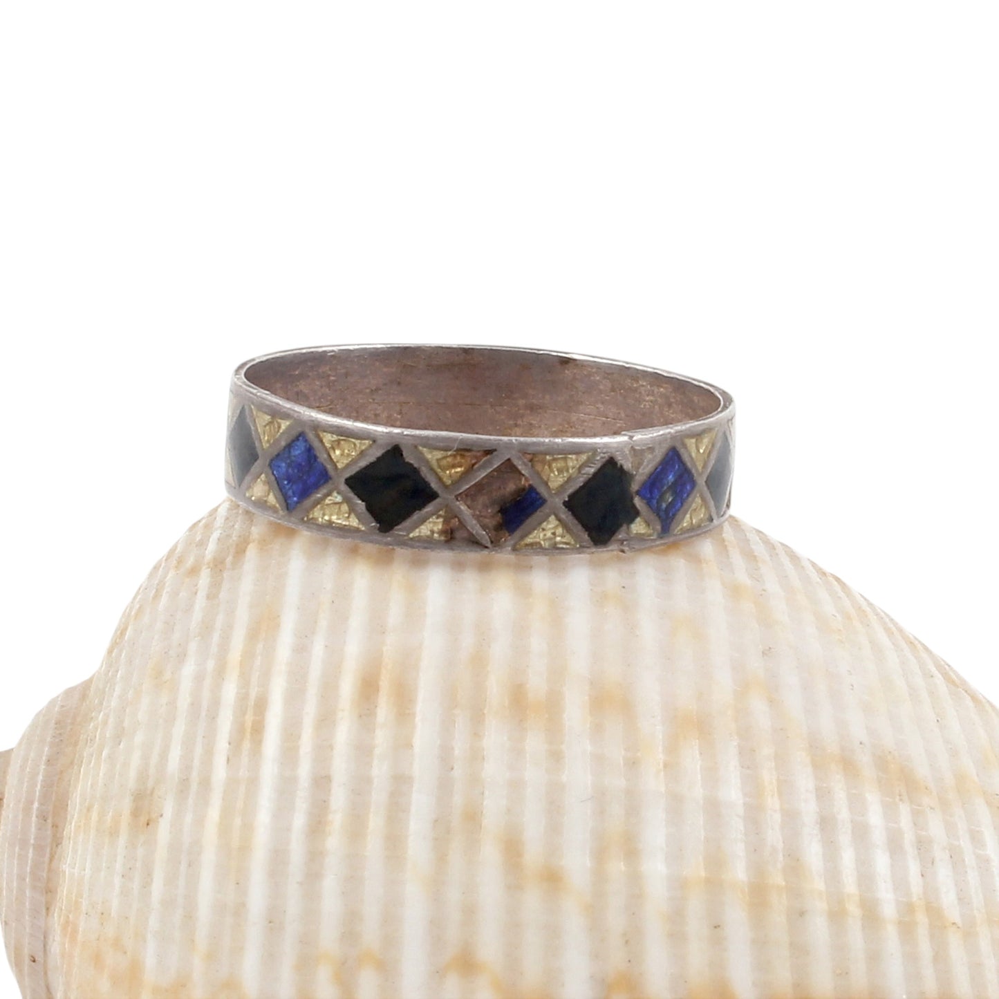 Enamel Band Ring Handmade 925 Solid Sterling Silver Designer Ring Size 8.5 USA