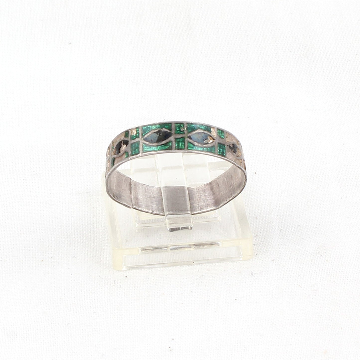 Enamel Band Ring Handmade 925 Solid Sterling Silver Ring Birthday Gift For Her Ring Size 9.5 USA