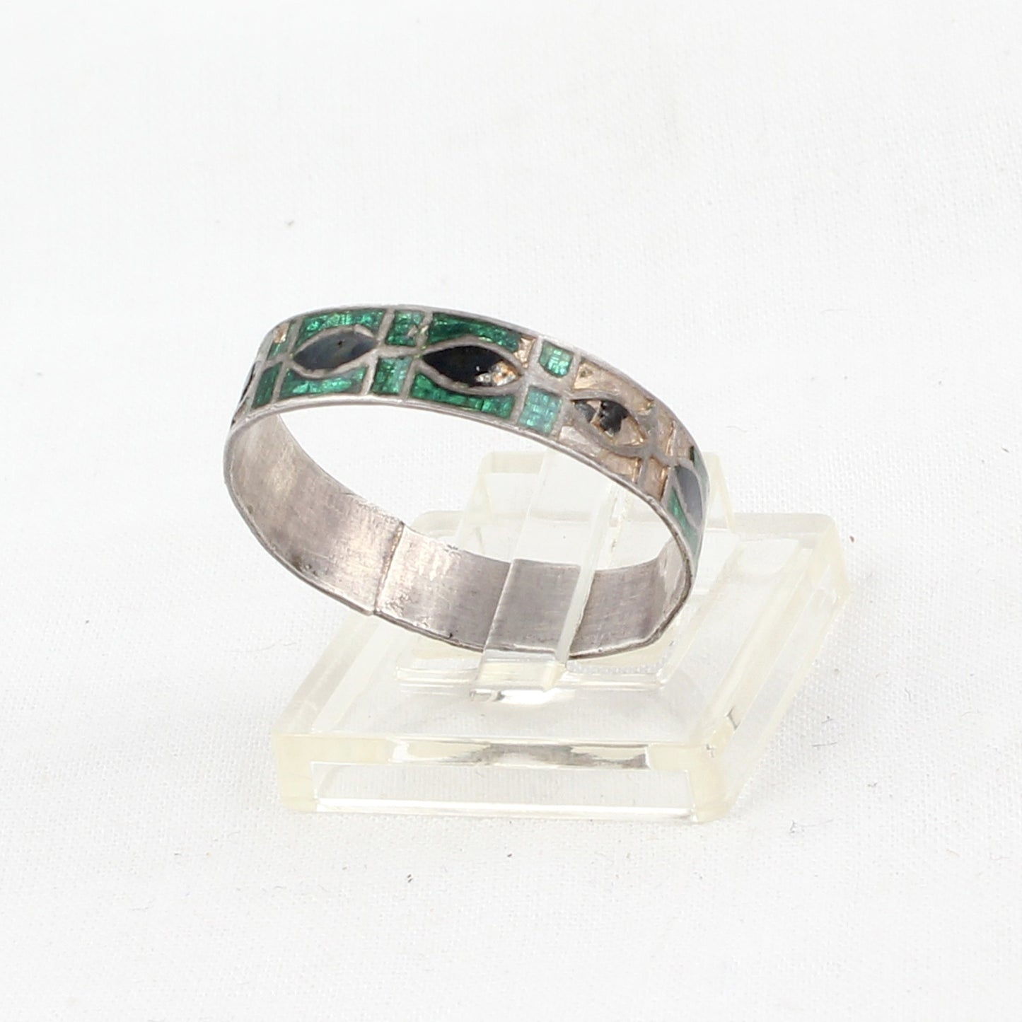Enamel Band Ring Handmade 925 Solid Sterling Silver Ring Birthday Gift For Her Ring Size 9.5 USA