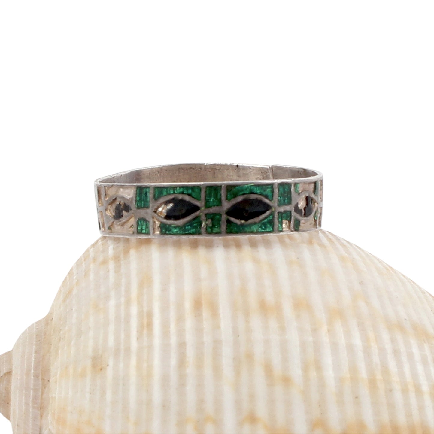 Enamel Band Ring Handmade 925 Solid Sterling Silver Ring Birthday Gift For Her Ring Size 9.5 USA