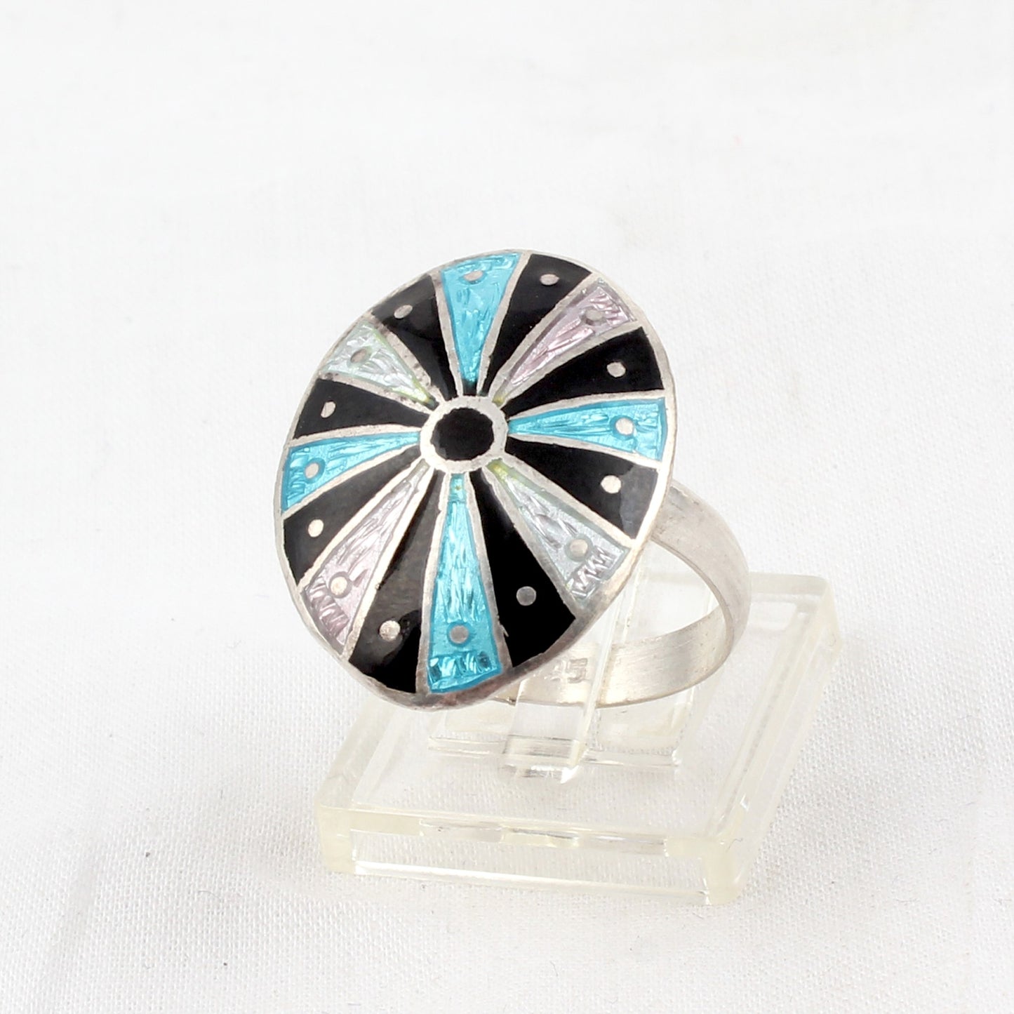 Unique Artisan Enamel Handcrafted Ring 925 Sterling Silver Meenakari Art Ring Size 10 USA