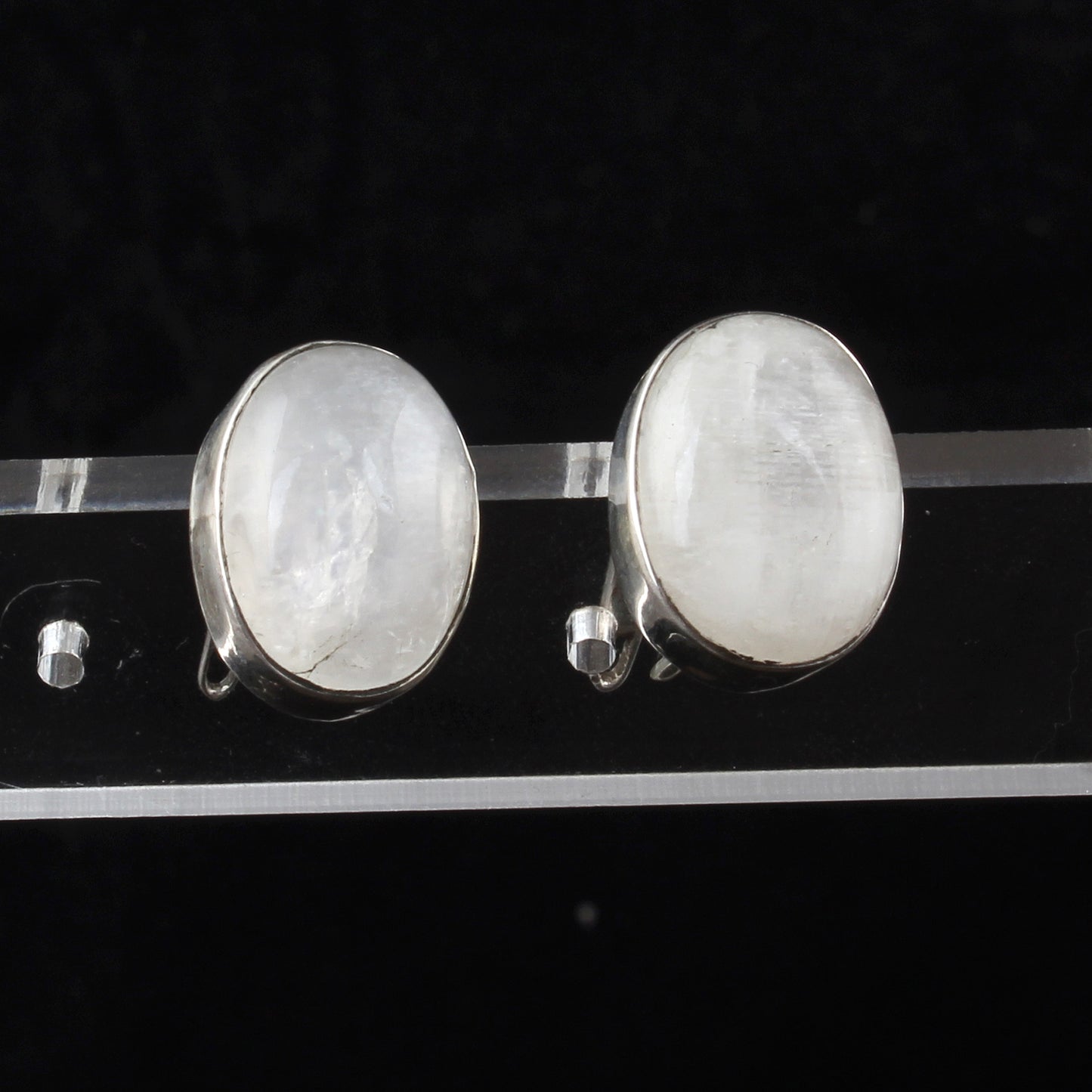 Rainbow Moonstone Earrings 925 Sterling Silver Earrings Handmade Oval Shape White Rainbow Earrings