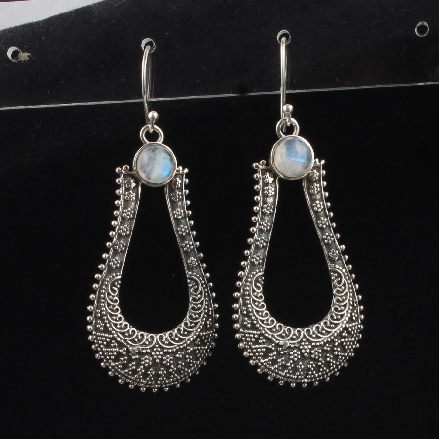 Bohemian Rainbow Moonstone Earrings 925 Sterling Silver Earrings Handmade White Rainbow Dangle Earrings Jewelry