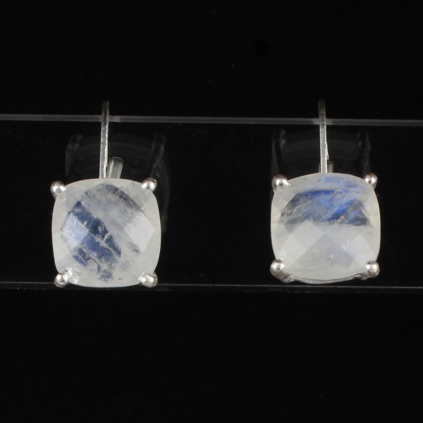 Rainbow Moonstone Lever Back Earrings 925 Sterling Silver Earrings Handmade White Rainbow Earrings