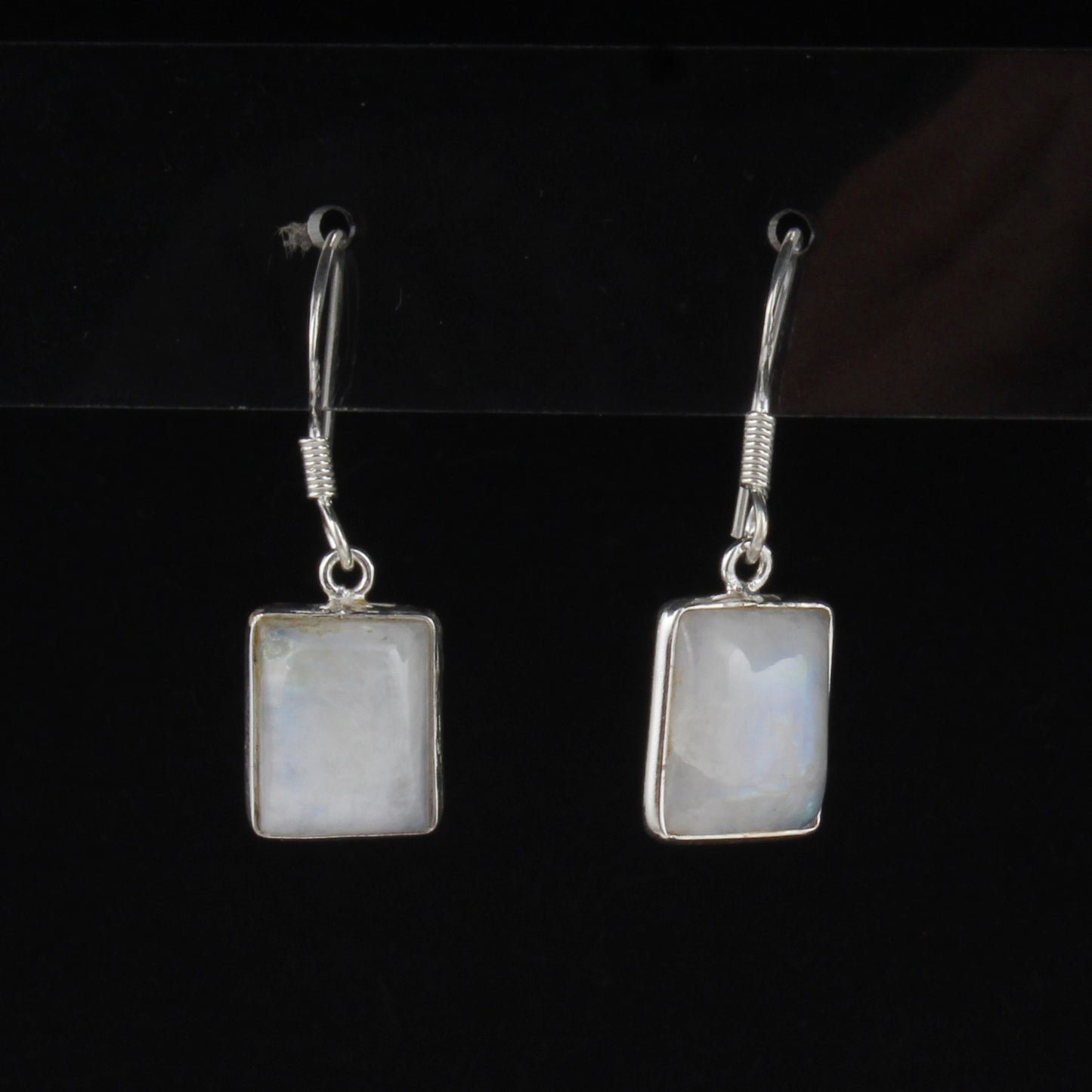 Natural Rainbow Moonstone Earrings 925 Sterling Silver Earrings Handmade Dangle White Rainbow Earring