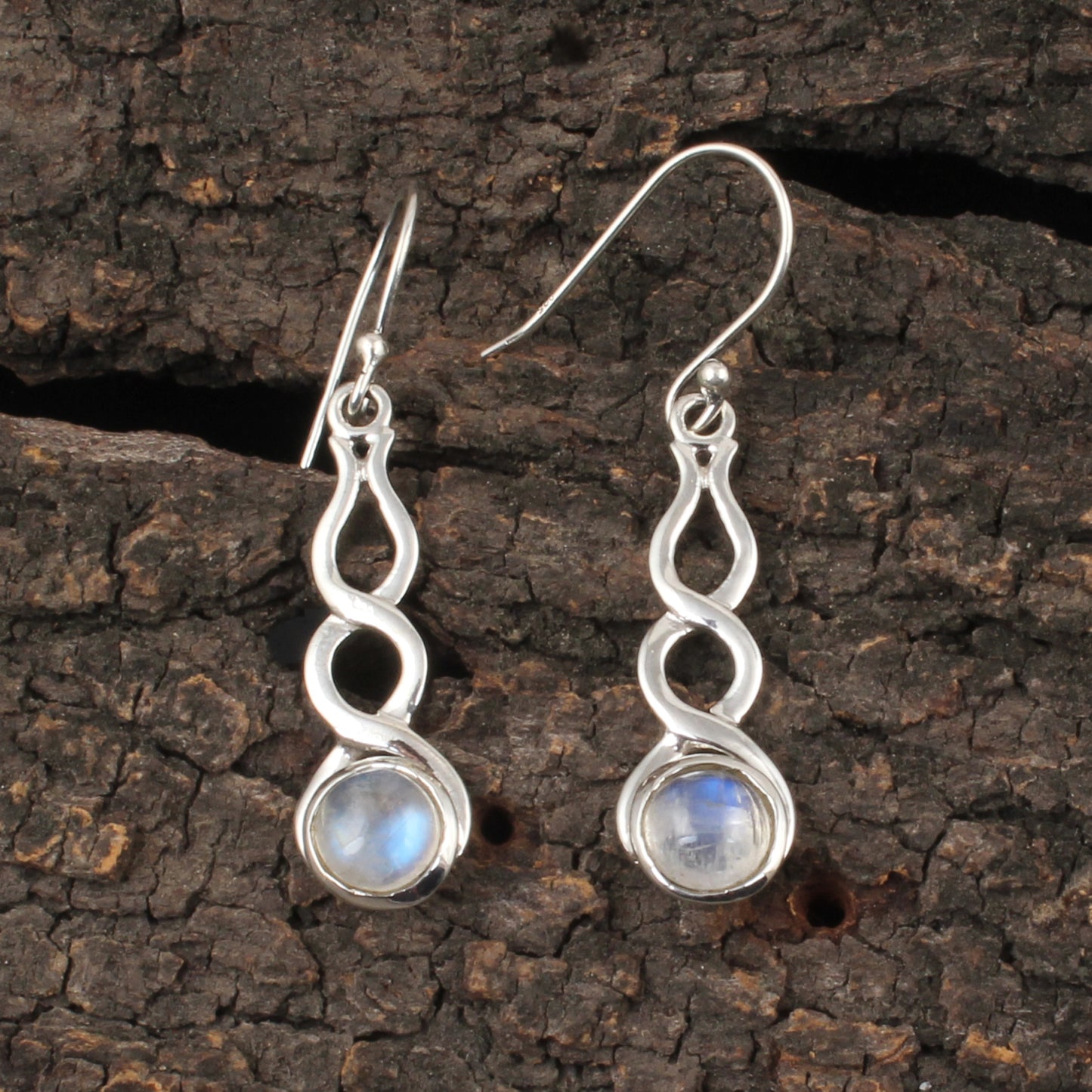 Rainbow Moonstone Earrings Designer 925 Sterling Silver Earrings Handmade Dangle Natural White Rainbow Earrings