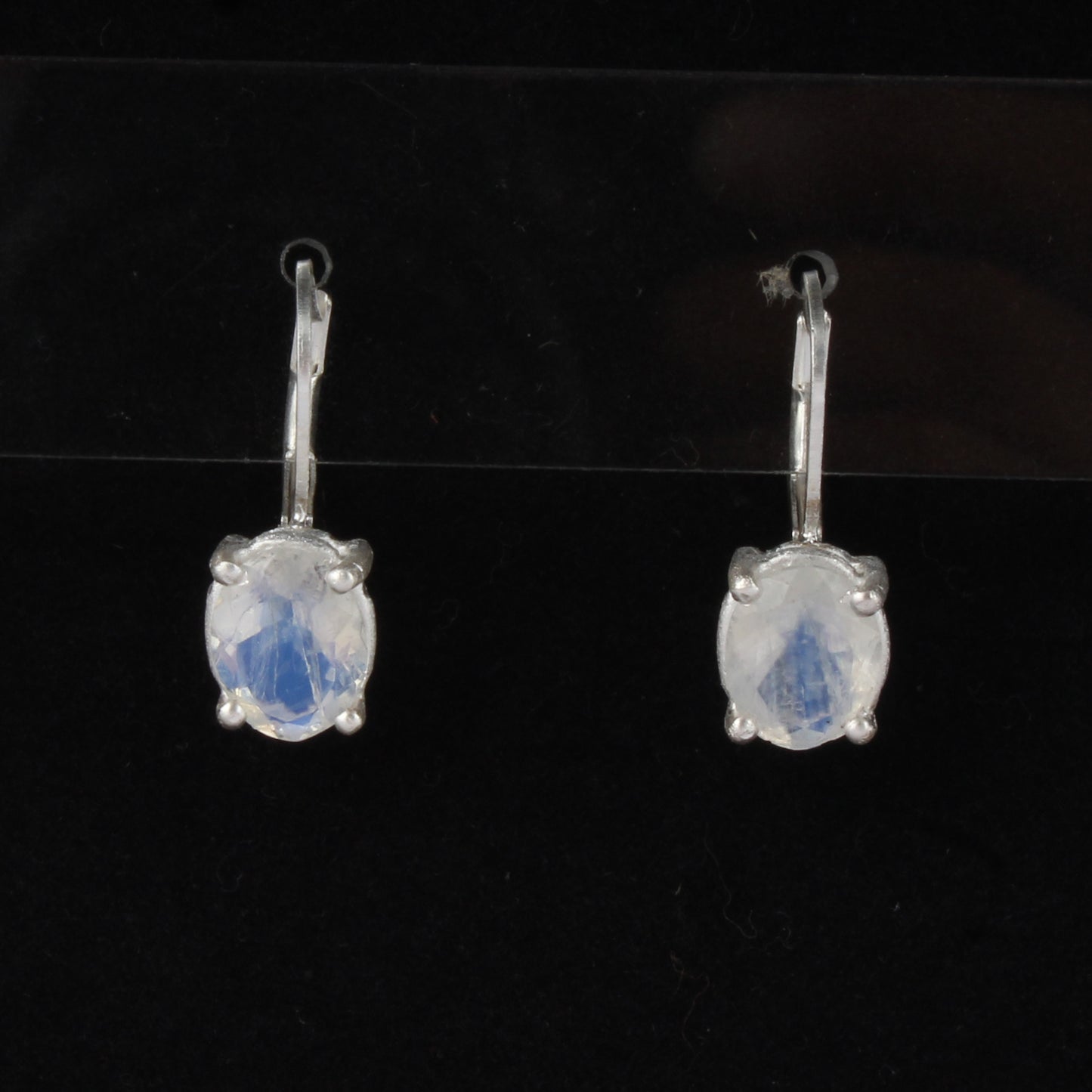 Rainbow Moonstone Lever Back Earrings 925 Sterling Silver Earrings Handmade Oval Faceted Blue Flash Rainbow Earrings