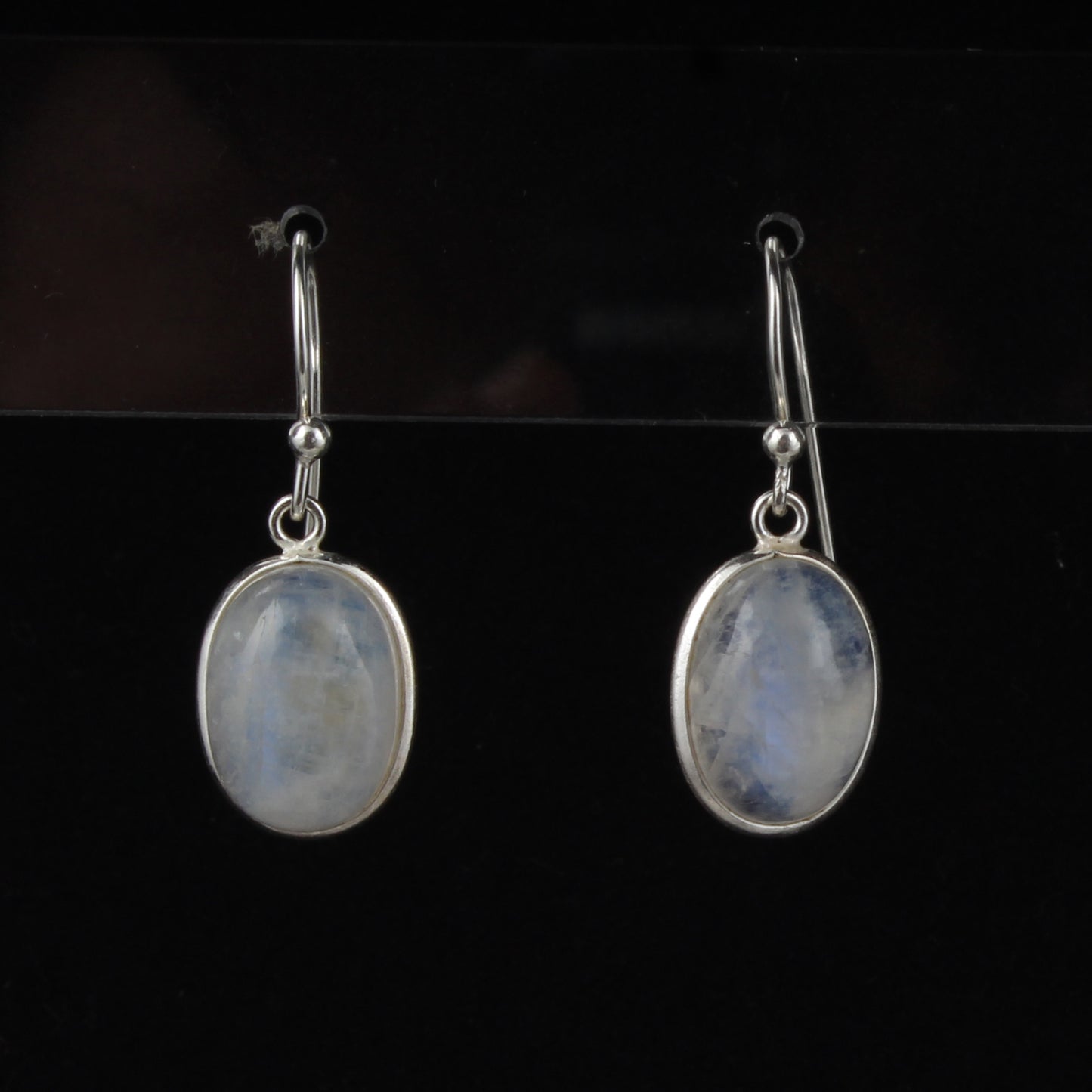 Natural Rainbow Moonstone Earrings 925 Sterling Silver Earrings Handmade Dangle Oval Shape White Rainbow Earrings