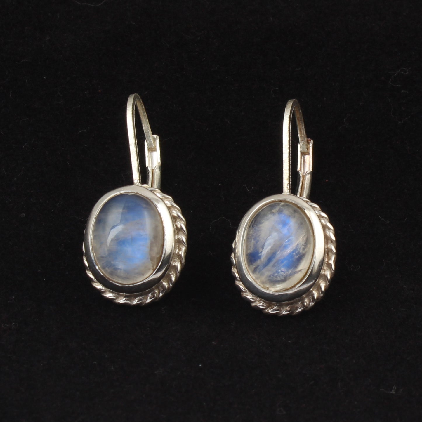 Rainbow Moonstone Lever Back Earrings 925 Sterling Silver Earrings Handmade Oval Blue Flash Rainbow Earrings
